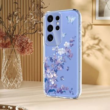 Samsung Galaxy S25 Ultra TPU-cover med blomstermønster - Lilla