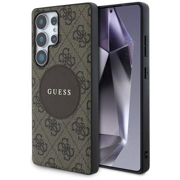 Samsung Galaxy S25 Ultra Guess 4G Round Patch Classic Logo Cover - MagSafe-kompatibel - Brun