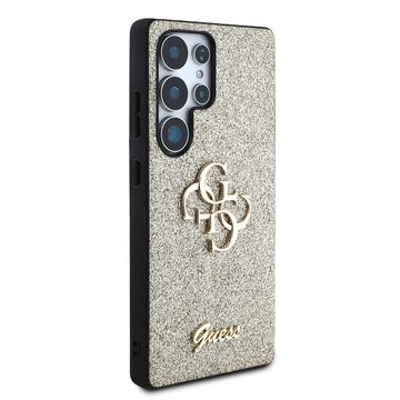Samsung Galaxy S25 Ultra Guess Fixed Glitter 4G Metal Logo Cover - Guld