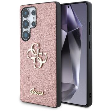 Samsung Galaxy S25 Ultra Guess Fixed Glitter 4G Metal Logo Cover - Pink