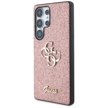 Samsung Galaxy S25 Ultra Guess Fixed Glitter 4G Metal Logo Cover - Pink