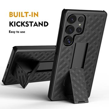 Samsung Galaxy S25 Ultra Hybrid Cover med Bælteklips - Grå