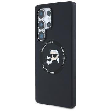Samsung Galaxy S25 Ultra Karl Lagerfeld Double Heads Flydende Silikone MagSafe Cover - sort