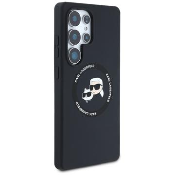 Samsung Galaxy S25 Ultra Karl Lagerfeld Double Heads Flydende Silikone MagSafe Cover - sort