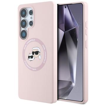 Samsung Galaxy S25 Ultra Karl Lagerfeld Double Heads Flydende Silikone MagSafe Cover - Pink