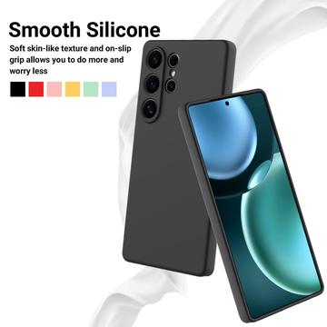 Samsung Galaxy S25 Ultra Flydende silikone cover med håndrem - sort