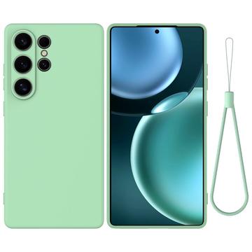Samsung Galaxy S25 Ultra Flydende silikone cover med håndrem - grøn