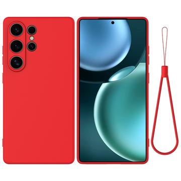 Samsung Galaxy S25 Ultra Flydende silikone cover med håndrem - rød