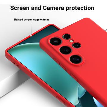 Samsung Galaxy S25 Ultra Flydende silikone cover med håndrem - rød