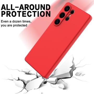 Samsung Galaxy S25 Ultra Flydende silikone cover med håndrem - rød