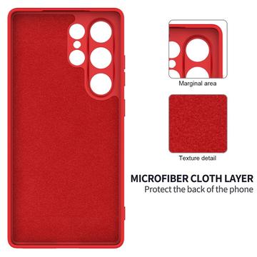 Samsung Galaxy S25 Ultra Flydende silikone cover med håndrem - rød