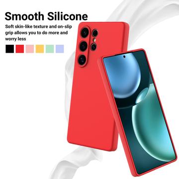 Samsung Galaxy S25 Ultra Flydende silikone cover med håndrem - rød