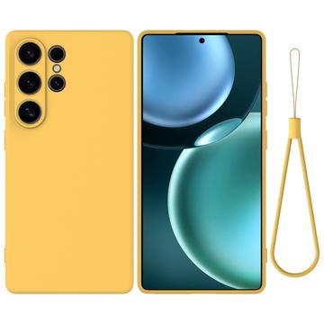 Samsung Galaxy S25 Ultra Flydende silikone cover med håndrem - gul