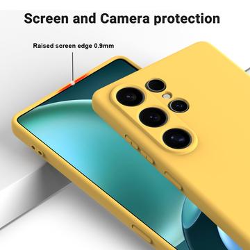 Samsung Galaxy S25 Ultra Flydende silikone cover med håndrem - gul
