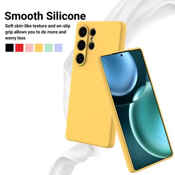 Samsung Galaxy S25 Ultra Flydende silikone cover med håndrem - gul