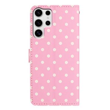 Samsung Galaxy S25 Ultra Pung Etui med Prikket Mønster - Pink