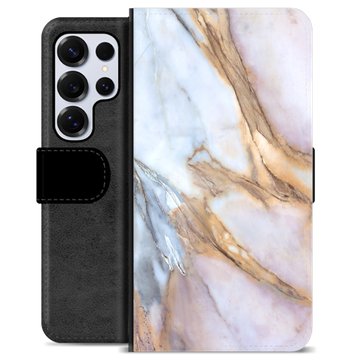 Samsung Galaxy S25 Ultra Premium Flip Cover med Pung - Elegant Marmor