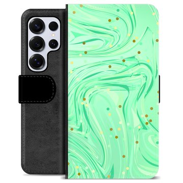 Samsung Galaxy S25 Ultra Premium Flip Cover med Pung - Grøn Mynte