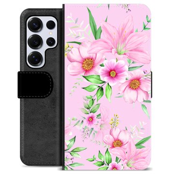 Samsung Galaxy S25 Ultra Premium Flip Cover med Pung - Vandfarveblomster