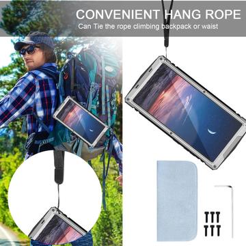 Samsung Galaxy S25 Ultra R-Just Premium-etui med kickstand og skærmbeskytter i hærdet glas - Sølv