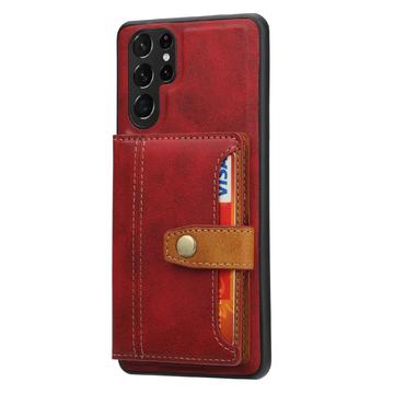 Samsung Galaxy S25 Ultra Retro Style Cover med Pung - Rød