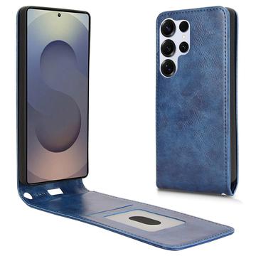 Samsung Galaxy S25 Ultra Vertikal Flip Cover med Kortholder - Mørkeblå