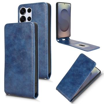 Samsung Galaxy S25 Ultra Vertikal Flip Cover med Kortholder - Mørkeblå