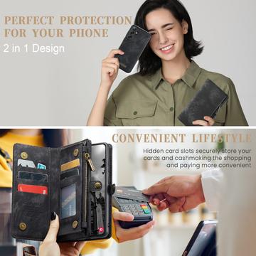 Samsung Galaxy S25+ Caseme 008 2-i-1 Multifunktionel Pung - Sort