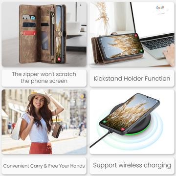 Samsung Galaxy S25+ Caseme 008 2-i-1 Multifunktionel Pung - Brun