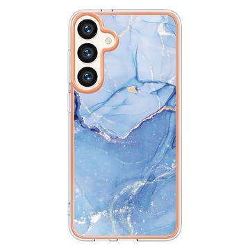 Samsung Galaxy S25+ Marmormønster Galvaniseret IMD TPU Cover - Blå