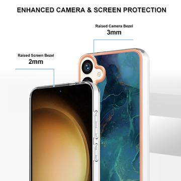 Samsung Galaxy S25+ Marmormønster Galvaniseret IMD TPU Cover - Grøn