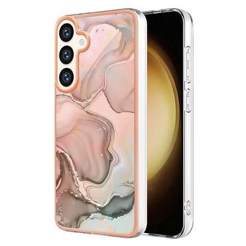 Samsung Galaxy S25+ Marmormønster Galvaniseret IMD TPU Cover - Pink