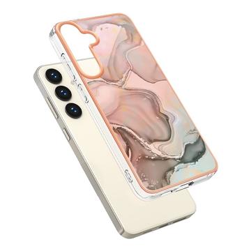 Samsung Galaxy S25+ Marmormønster Galvaniseret IMD TPU Cover - Pink