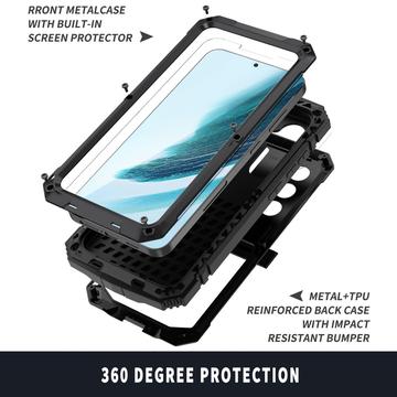 Samsung Galaxy S25+ R-Just Premium cover med kickstand og skærmbeskytter i hærdet glas - Sort