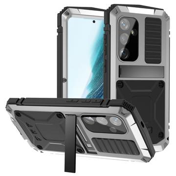 Samsung Galaxy S25+ R-Just Premium cover med kickstand og skærmbeskytter i hærdet glas - Sølv