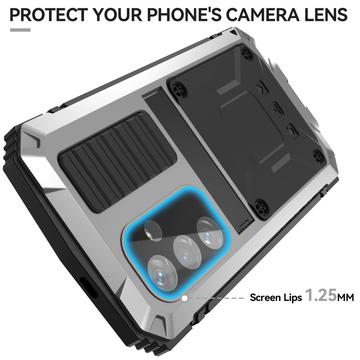Samsung Galaxy S25+ R-Just Premium cover med kickstand og skærmbeskytter i hærdet glas - Sølv