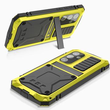 Samsung Galaxy S25+ R-Just Premium cover med kickstand og skærmbeskytter i hærdet glas - Gul