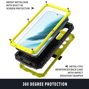 Samsung Galaxy S25+ R-Just Premium cover med kickstand og skærmbeskytter i hærdet glas - Gul