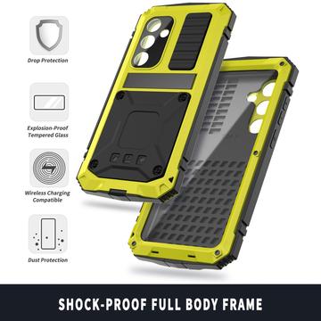 Samsung Galaxy S25+ R-Just Premium cover med kickstand og skærmbeskytter i hærdet glas - Gul