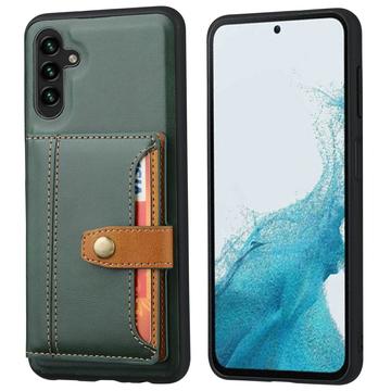 Samsung Galaxy S25+ Retro Style Cover med Pung - Grøn