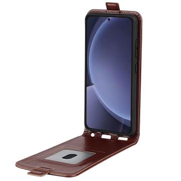 Samsung Galaxy S25+ Vertikal Flip Taske med Kortholder - Brun