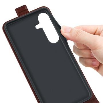 Samsung Galaxy S25+ Vertikal Flip Taske med Kortholder - Brun