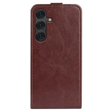 Samsung Galaxy S25+ Vertikal Flip Taske med Kortholder - Brun