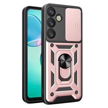 Samsung Galaxy S26 Roterende Ring Hybrid Cover med Kameraskjold - Rødguld