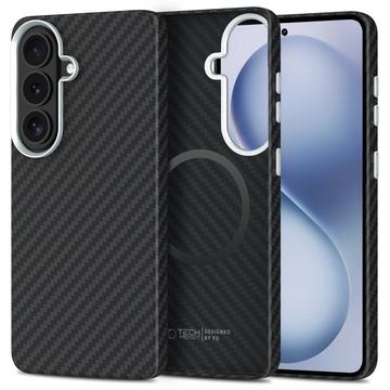 Samsung Galaxy S26 Tech-Protect Ion Carbon Plast Cover - MagSafe-kompatibel - Sort / sølv