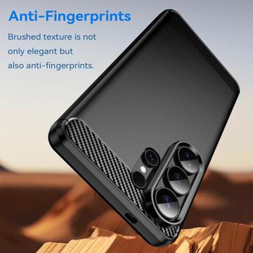 Samsung Galaxy S26 Ultra Børstet TPU Cover - Karbonfiber - Sort