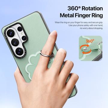 Samsung Galaxy S26 Ultra Dux Ducis Luvy cover med fingerring/håndrem - Grøn / Kløver