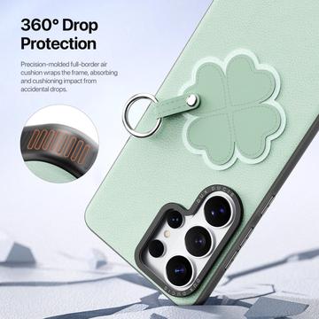 Samsung Galaxy S26 Ultra Dux Ducis Luvy cover med fingerring/håndrem - Grøn / Kløver