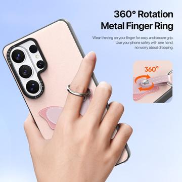 Samsung Galaxy S26 Ultra Dux Ducis Luvy cover med fingerring/håndrem - lyserød / sommerfugl