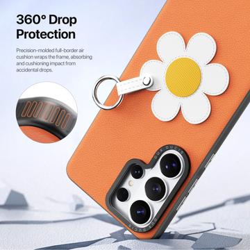 Samsung Galaxy S26 Ultra Dux Ducis Luvy cover med fingerring/håndrem - Orange / Marguerit